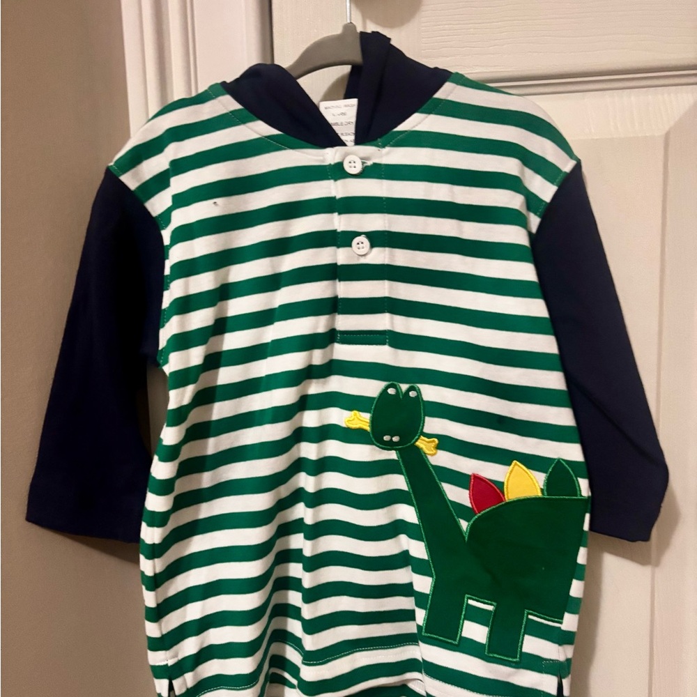 NWT Florence Eiseman Striped Dinosaur Top with Hood